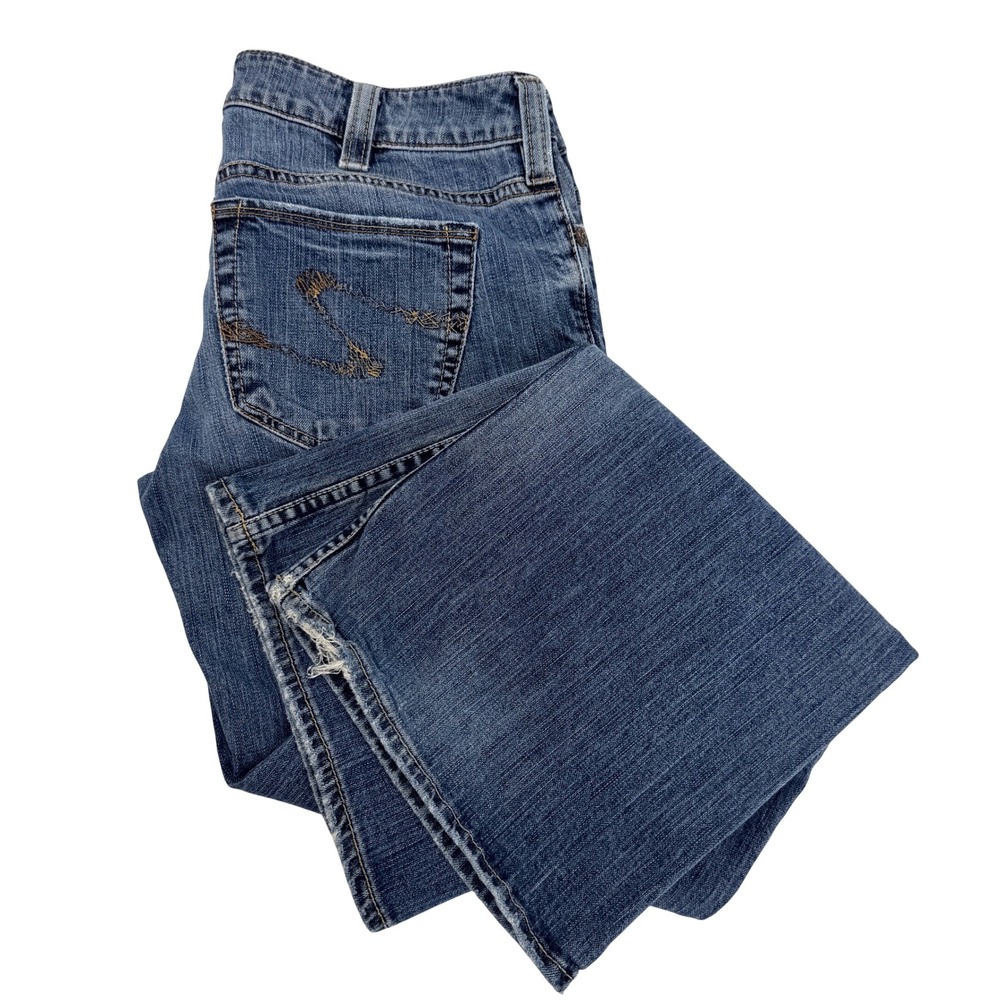Silver Jeans Tia Bootcut Women 31x31 Blue Distressed Mid Rise Stretch Zip Fly